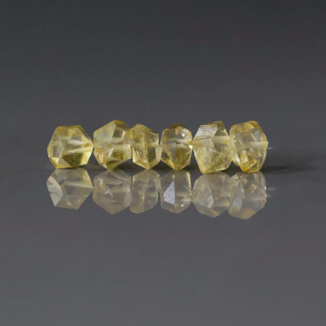 6-8mm AAA Yellow Herkimer Diamond Beads 6 PCs Quartz Genuine Gemstone Beads for Jewelry Making Beading Craft Gift April Birthstone