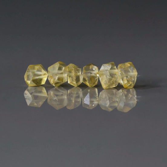 6-8mm AAA Yellow Herkimer Diamond Beads 6 PCs Quartz Genuine Gemstone Beads for Jewelry Making Beading Craft Gift April Birthstone