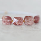6mm AAA Brazilian Strawberry Quartz Beads Faceted Rectangle Square 4 Pcs Natural Gemstone for DIY Jewelry Making Supplies