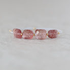 6mm AAA Brazilian Strawberry Quartz Beads Faceted Rectangle Square 4 Pcs Natural Gemstone for DIY Jewelry Making Supplies