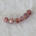 6mm AAA Brazilian Strawberry Quartz Beads Faceted Rondelle 6 Pcs Genuine Gemstone for DIY Jewelry Making Supplies