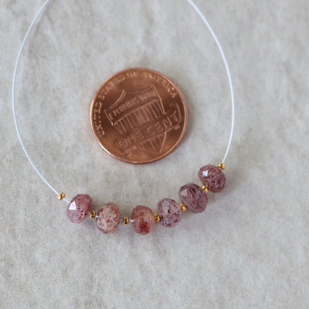 6mm AAA Brazilian Strawberry Quartz Beads Faceted Rondelle 6 Pcs Genuine Gemstone for DIY Jewelry Making Supplies
