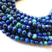 6mm AAA Chrysocolla in Lapis Lazuli Smooth Beads 15