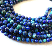6mm AAA Chrysocolla in Lapis Lazuli Smooth Beads 15