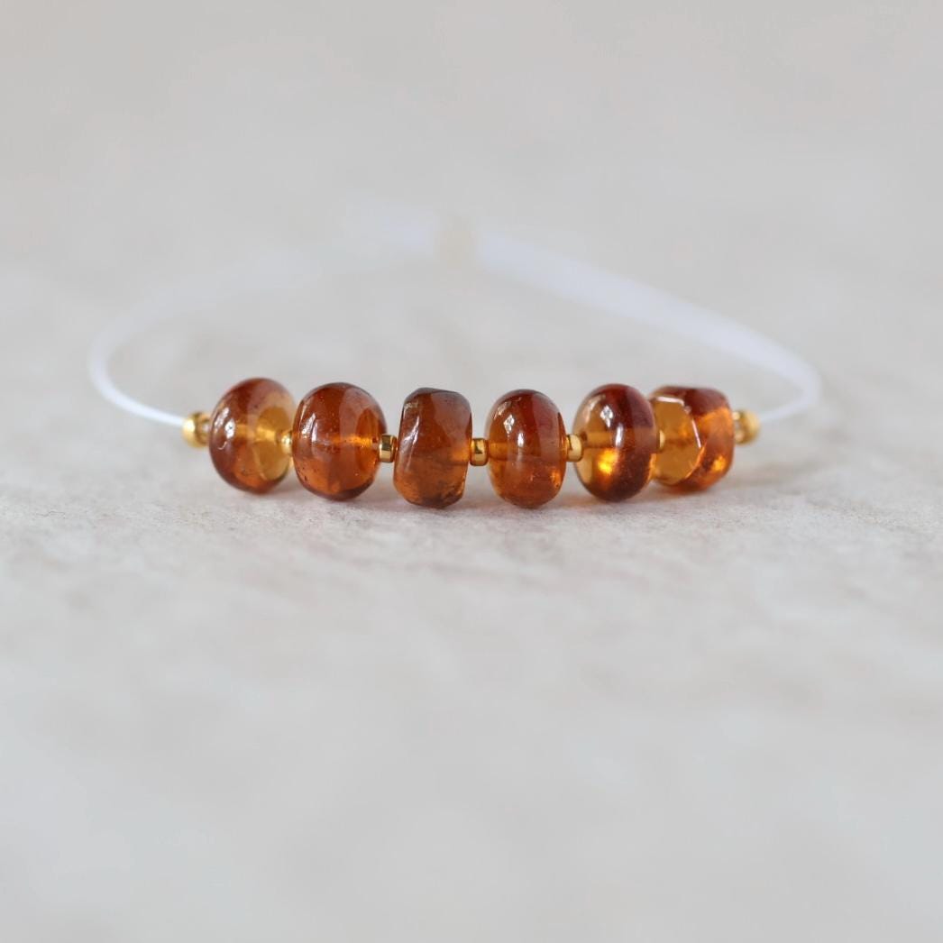 AAA Hessonite Garnet Rondelle Beads Smooth 7-8mm 6 Pcs Natural Gemstone DIY Jewelry Making Earrings Necklace January Birthstone