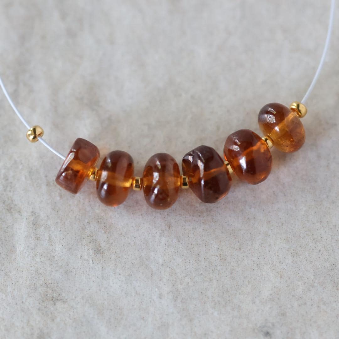 AAA Hessonite Garnet Rondelle Beads Smooth 7-8mm 6 Pcs Natural Gemstone DIY Jewelry Making Earrings Necklace January Birthstone