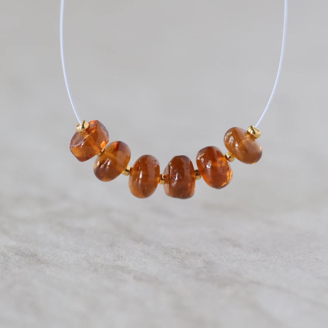 AAA Hessonite Garnet Rondelle Beads Smooth 7-8mm 6 Pcs Natural Gemstone DIY Jewelry Making Earrings Necklace January Birthstone