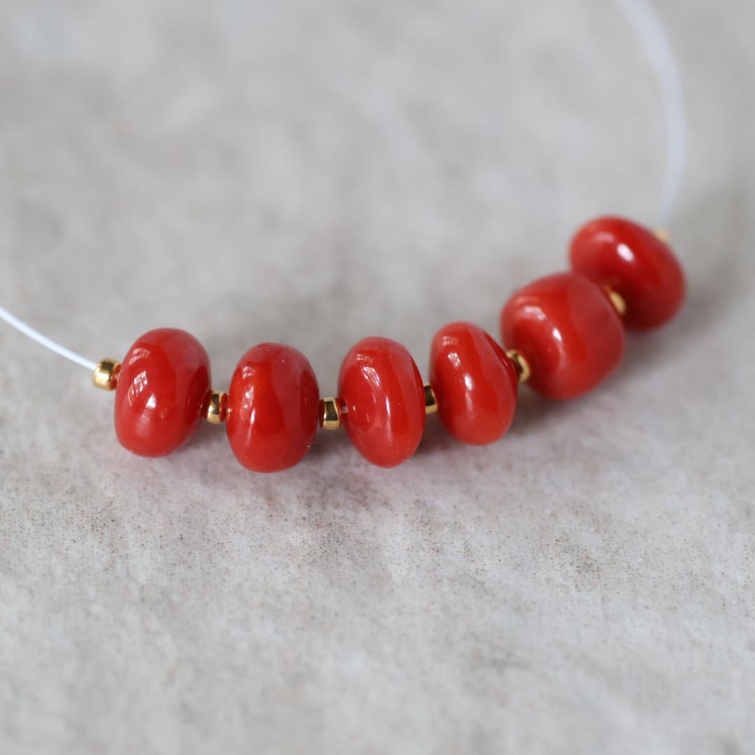 6mm AAA Italian Coral Beads Smooth Rondelle Natural Genuine Undyed Sardinia Coral for DIY Jewelry Making