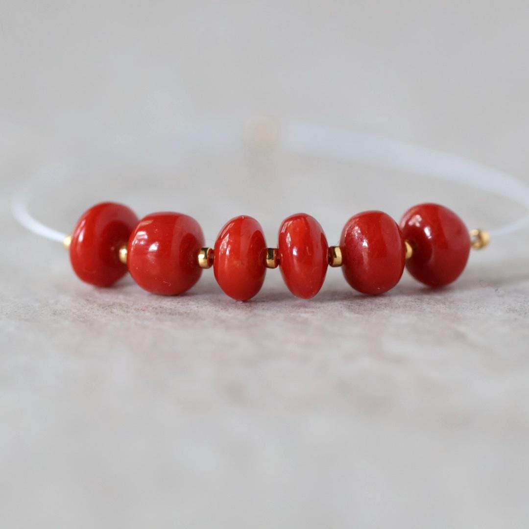 6mm AAA Italian Coral Beads Smooth Rondelle Natural Genuine Undyed Sardinia Coral for DIY Jewelry Making