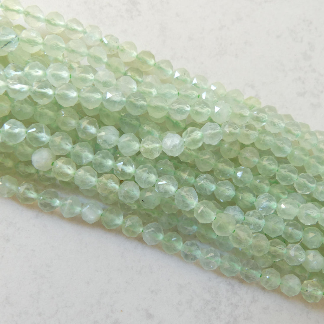 6mm AAA Prehnite Faceted Beads 7.5" Half Strand Pale Green Genuine Gemstone Beads for Jewelry Making Beading Craft Gift Beads