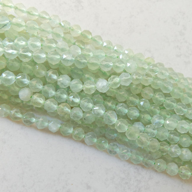 6mm AAA Prehnite Faceted Beads 7.5" Half Strand Pale Green Genuine Gemstone Beads for Jewelry Making Beading Craft Gift Beads