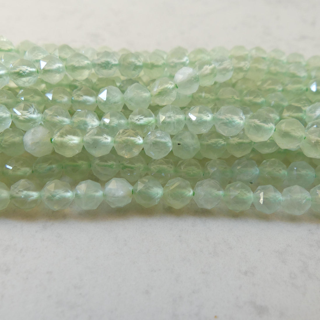 6mm AAA Prehnite Faceted Beads 7.5" Half Strand Pale Green Genuine Gemstone Beads for Jewelry Making Beading Craft Gift Beads