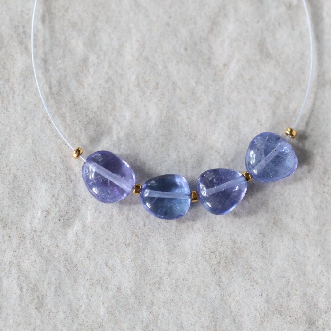 6mm AAA Tanzanite Beads Smooth Nuggets 4 Pcs Gem Quality Gemstone for DIY Jewelry Making Necklace Earrings