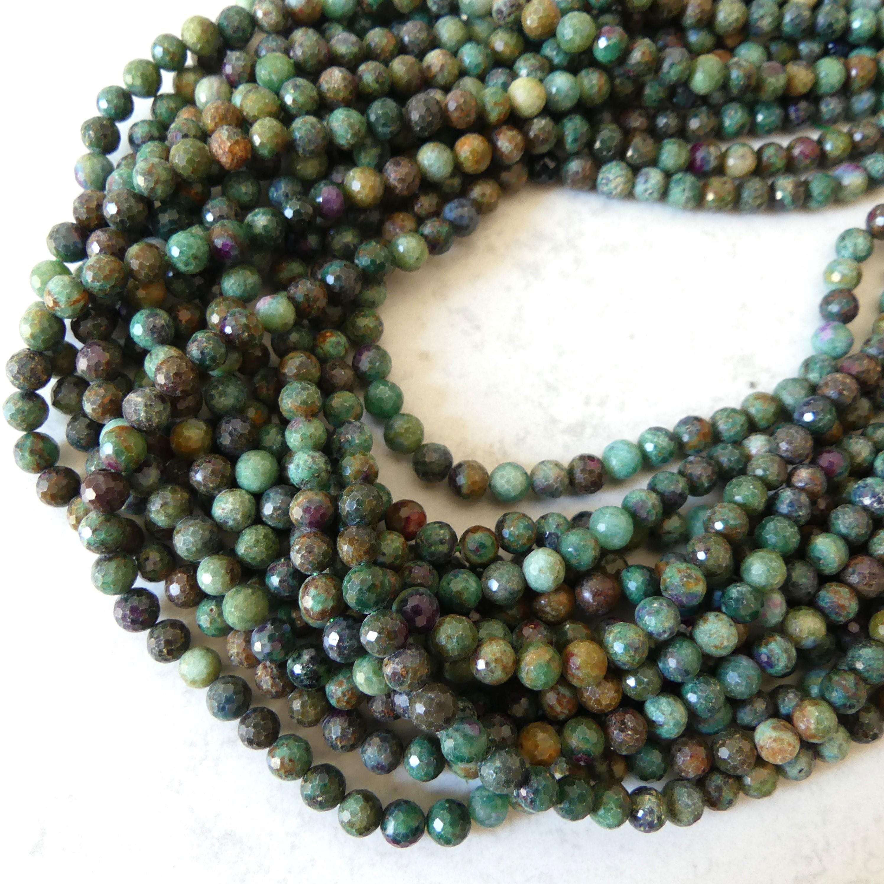 6mm African Ruby in Fuchsite Faceted Beads 15" Multi Color Genuine Gemstone Beads for Jewelry Making Beading Craft Gift Beads
