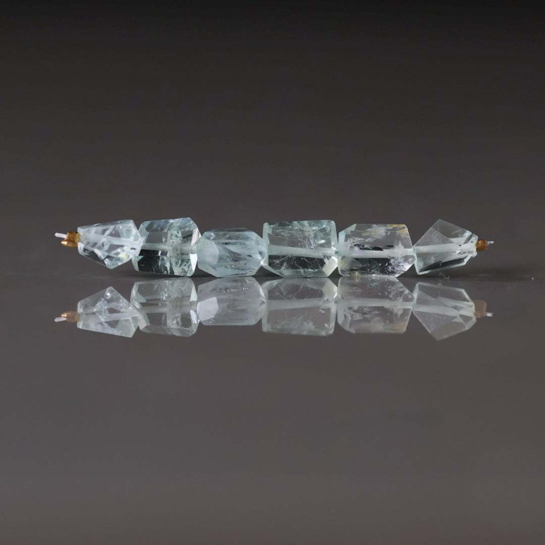 Natural Aquamarine Faceted Nugget Beads 5-6mm Stone Chunk Gemstone Bead Jewelry Making Craft Gift Beads March Birthstone