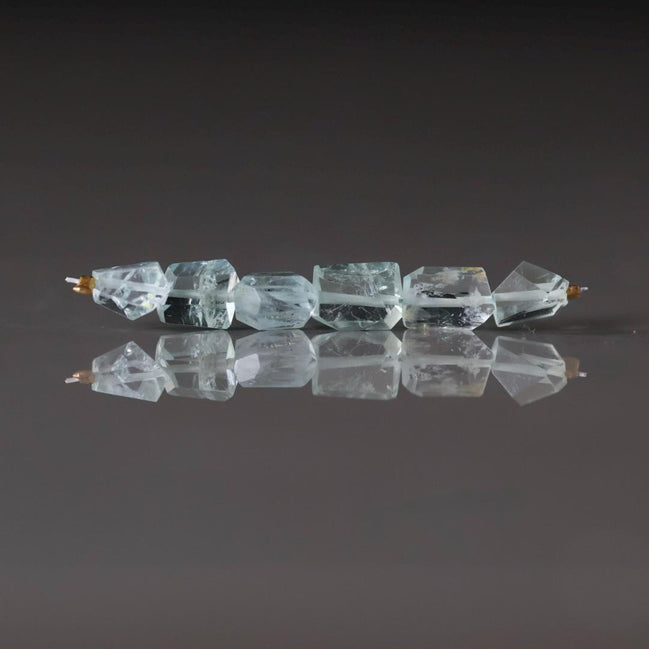 Natural Aquamarine Faceted Nugget Beads 5-6mm Stone Chunk Gemstone Bead Jewelry Making Craft Gift Beads March Birthstone