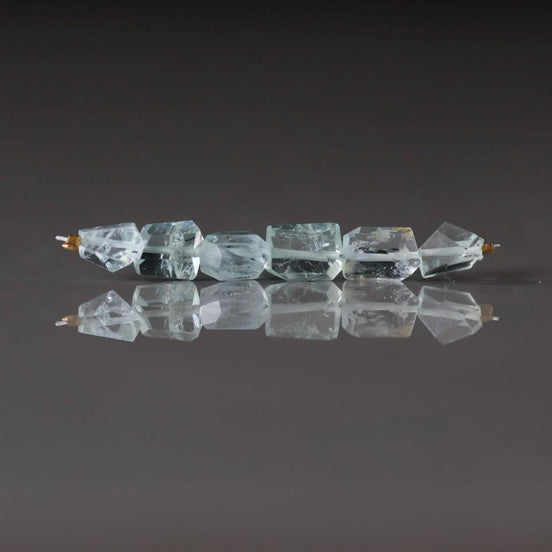 Natural Aquamarine Faceted Nugget Beads 5-6mm Stone Chunk Gemstone Bead Jewelry Making Craft Gift Beads March Birthstone