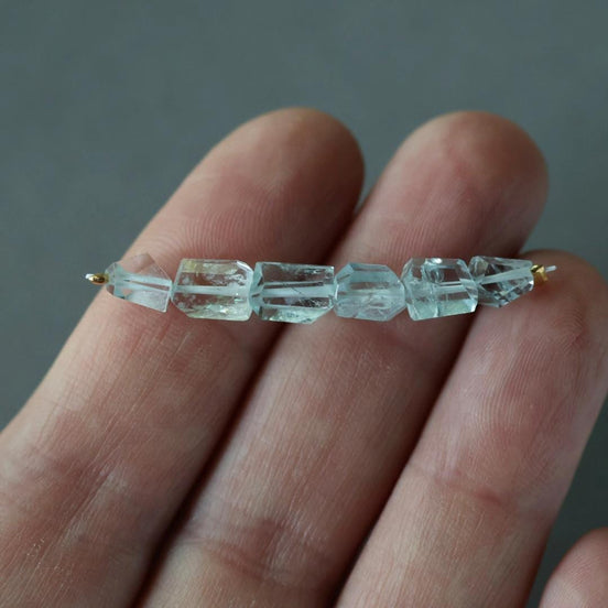 Natural Aquamarine Faceted Nugget Beads 5-6mm Stone Chunk Gemstone Bead Jewelry Making Craft Gift Beads March Birthstone