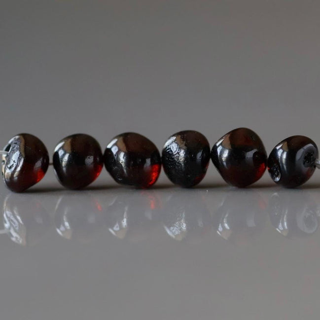 6mm Baltic Amber Beads Black Cherry Beads Genuine Amber 6 pcs