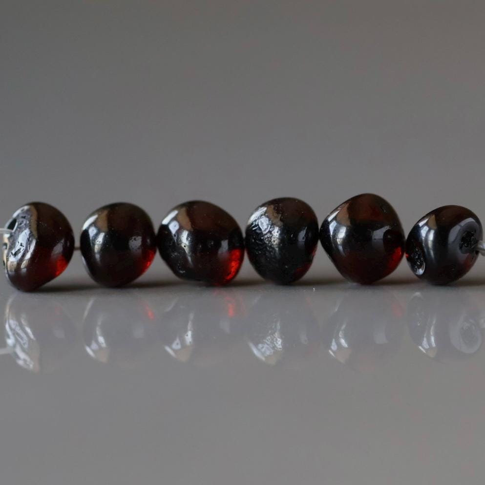 6mm Baltic Amber Beads Black Cherry Beads Genuine Amber 6 pcs