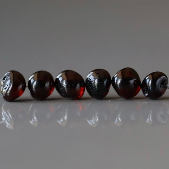 6mm Baltic Amber Beads Black Cherry Beads Genuine Amber 6 pcs