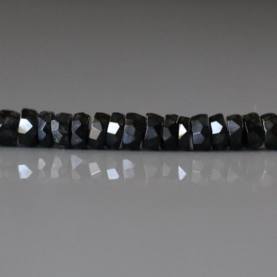 6mm Black Spinel Faceted Heishi Beads 20 Pcs Sparkly Black Spinel Tyre Beads Crystal Genuine Gemstone Beads for Jewelry Making