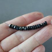 6mm Black Spinel Faceted Heishi Beads 20 Pcs Sparkly Black Spinel Tyre Beads Crystal Genuine Gemstone Beads for Jewelry Making