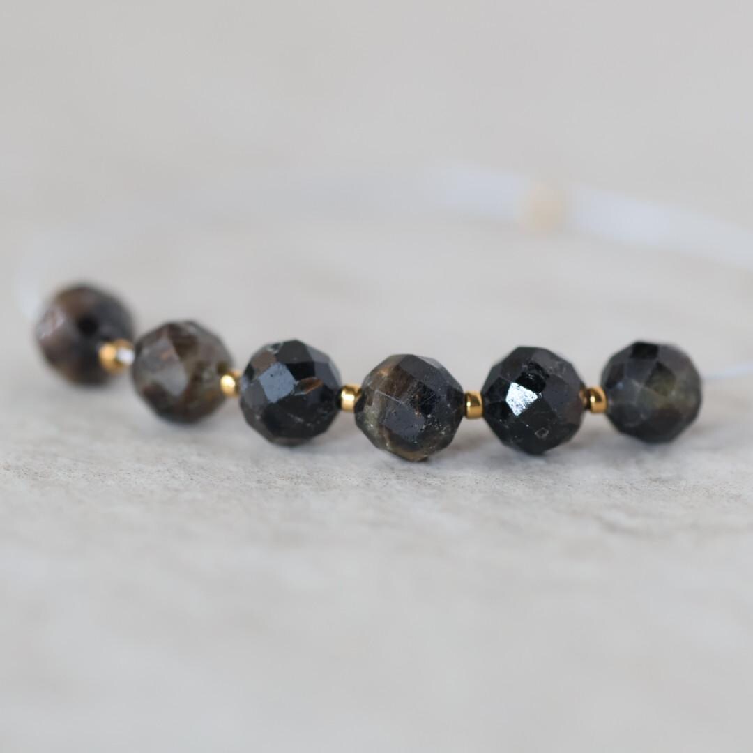 6mm Black Star Sapphire Beads Faceted Round 6 PCs Raw Black Sapphire Natural Gemstone for DIY Jewelry Making