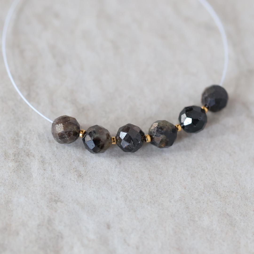 6mm Black Star Sapphire Beads Faceted Round 6 PCs Raw Black Sapphire Natural Gemstone for DIY Jewelry Making