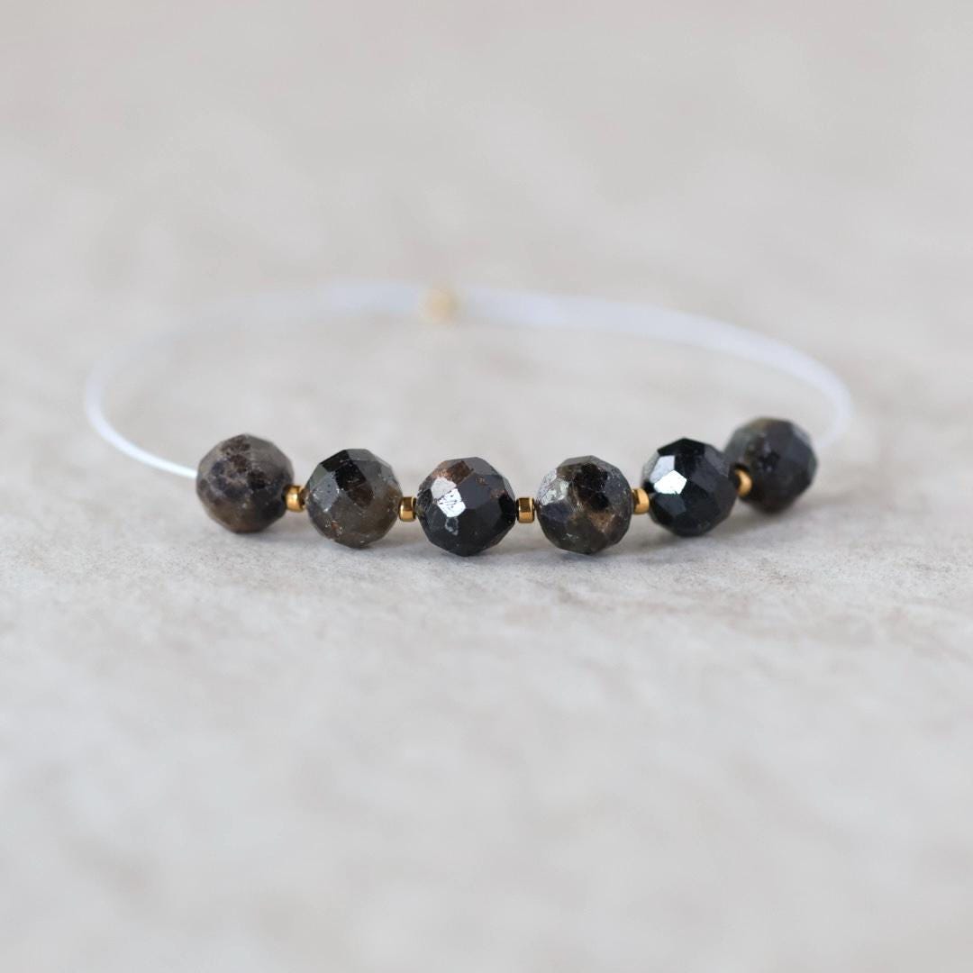 6mm Black Star Sapphire Beads Faceted Round 6 PCs Raw Black Sapphire Natural Gemstone for DIY Jewelry Making