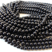 6mm Black Tourmaline Smooth Round Beads Genuine Beads 15
