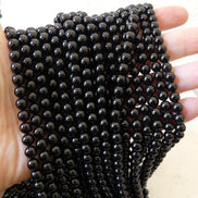 6mm Black Tourmaline Smooth Round Beads Genuine Beads 15