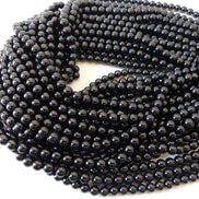 6mm Black Tourmaline Smooth Round Beads Genuine Beads 15