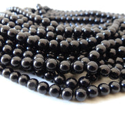 6mm Black Tourmaline Smooth Round Beads Genuine Beads 15