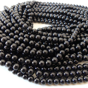 6mm Black Tourmaline Smooth Round Beads Genuine Beads 15