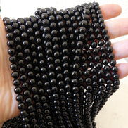 6mm Black Tourmaline Smooth Round Beads Genuine Beads 15