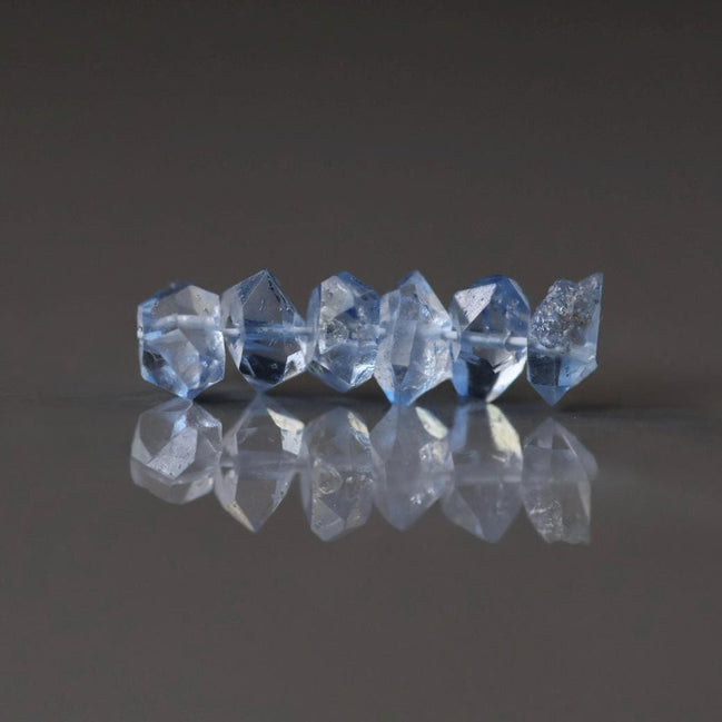 6mm AAA Blue Herkimer Diamond Beads 6 PCs Quartz Genuine Gemstone Beads for Jewelry Making Beading Craft Gift April Birthstone