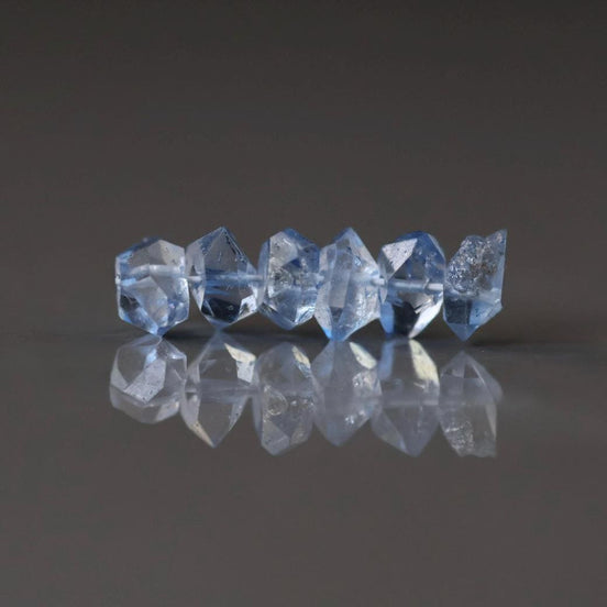 6mm AAA Blue Herkimer Diamond Beads 6 PCs Quartz Genuine Gemstone Beads for Jewelry Making Beading Craft Gift April Birthstone
