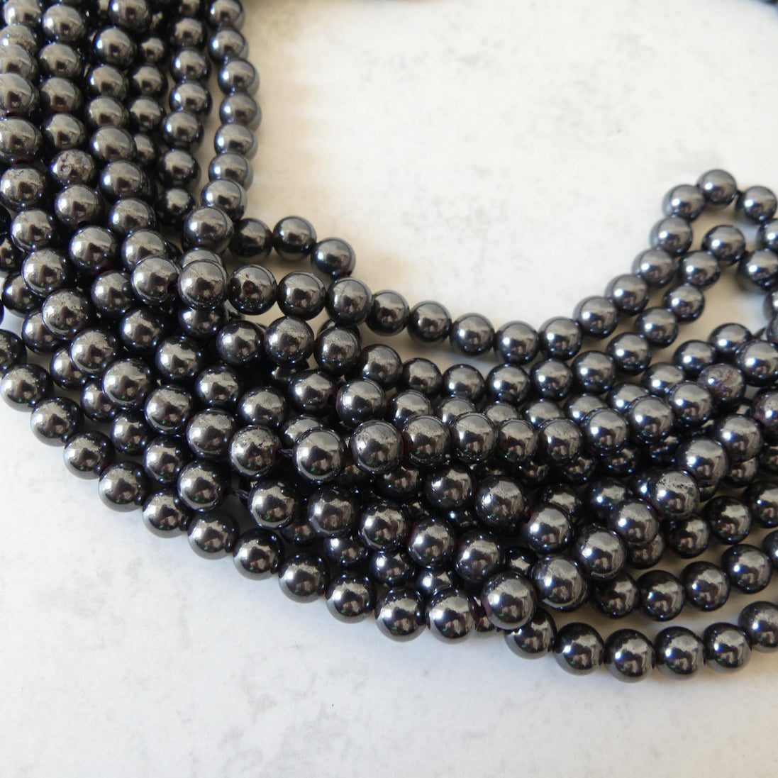 6mm Genuine Hematite Smooth Round Beads Genuine Beads 15" Gemstone Beads for Jewelry Making Beading Craft Gift