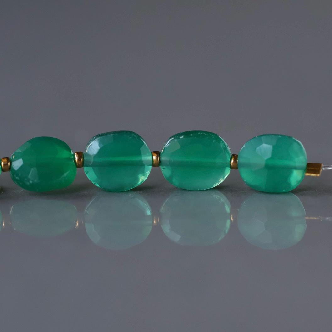 6mm Green Onyx Oval Beads Faceted 8 Pcs Genuine Gemstone Beads Jewelry Making Beading Craft Gift DIY Earrings supplies May Birthstone
