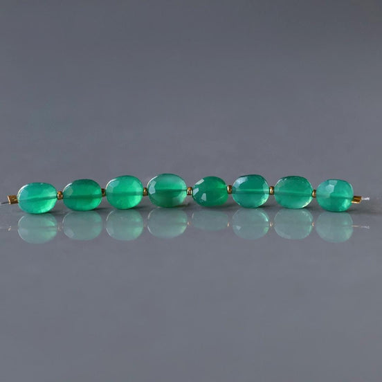 6mm Green Onyx Oval Beads Faceted 8 Pcs Genuine Gemstone Beads Jewelry Making Beading Craft Gift DIY Earrings supplies May Birthstone