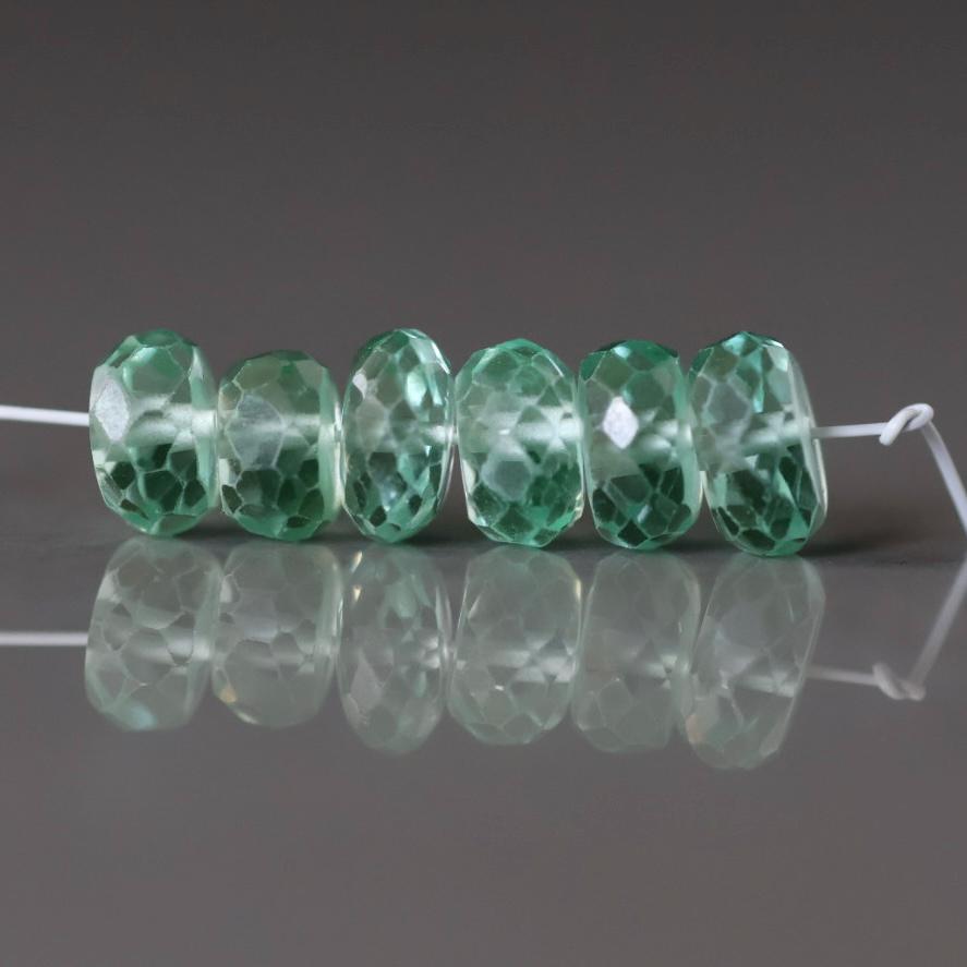 6mmGreen Sapphire Beads Rondelle 6 PCs Faceted Genuine Gemstone Beads Jewelry Making Beading Craft Gift September Birthstone