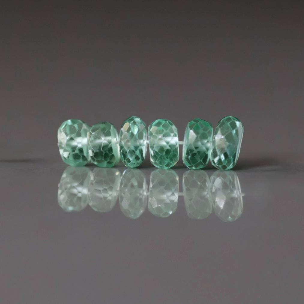 6mmGreen Sapphire Beads Rondelle 6 PCs Faceted Genuine Gemstone Beads Jewelry Making Beading Craft Gift September Birthstone