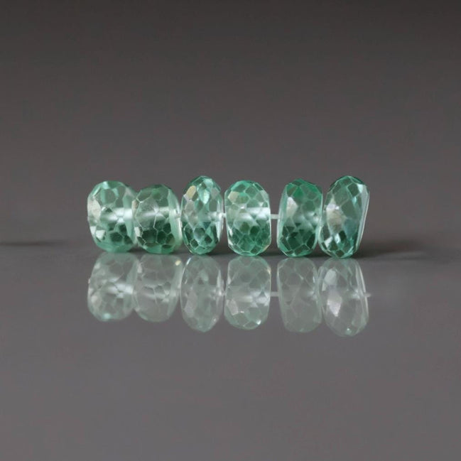 6mmGreen Sapphire Beads Rondelle 6 PCs Faceted Genuine Gemstone Beads Jewelry Making Beading Craft Gift September Birthstone