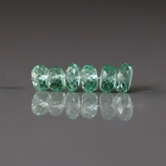 6mmGreen Sapphire Beads Rondelle 6 PCs Faceted Genuine Gemstone Beads Jewelry Making Beading Craft Gift September Birthstone