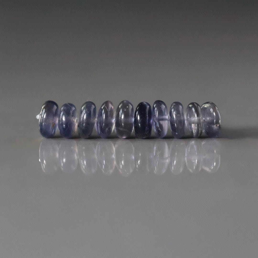 6mm AAA Iolite Beads Rondelle Smooth 10 Pcs Gemstone Beads for Silk Knotting Jewelry Making DIY Necklace Earrings