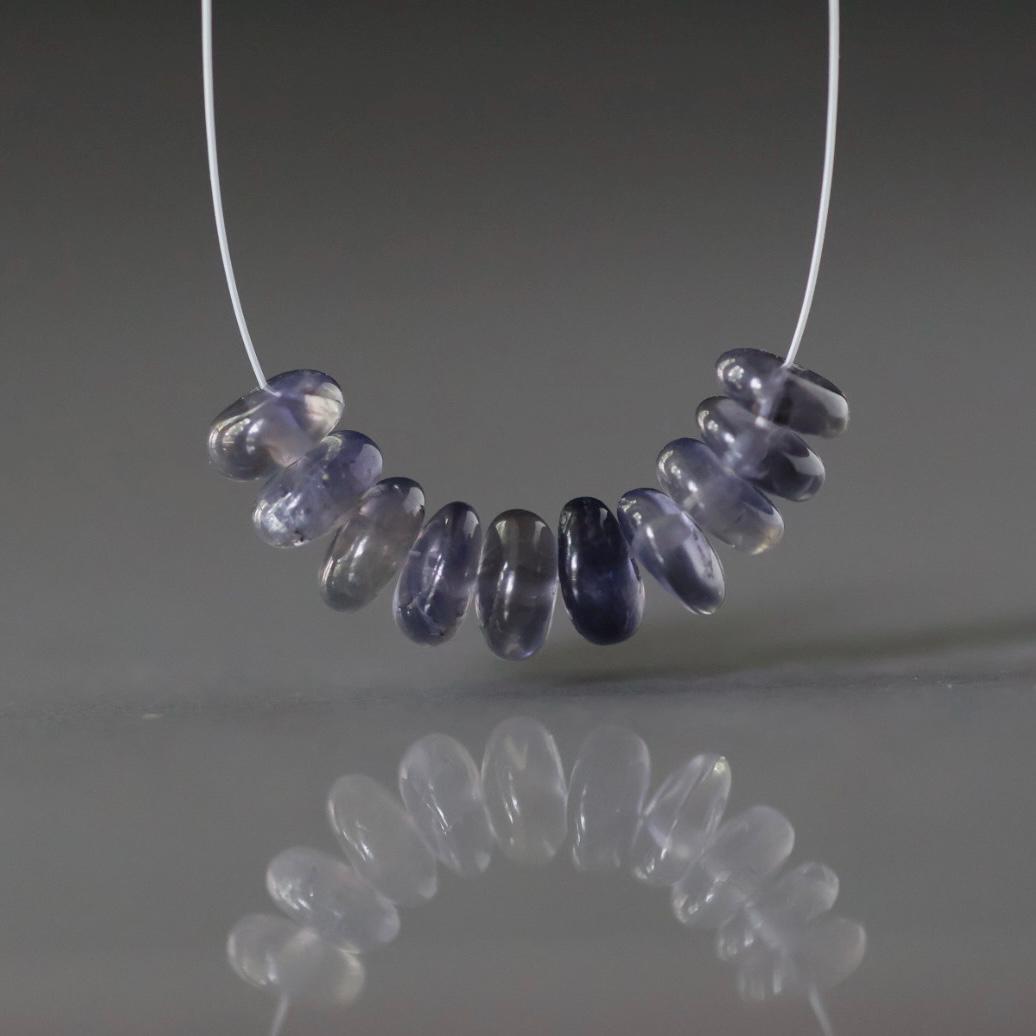 6mm Iolite Beads - Smooth Rondelle Natural Gemstone 10 Pcs