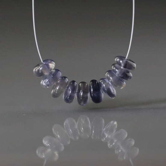 6mm Iolite Beads - Smooth Rondelle Natural Gemstone 10 Pcs