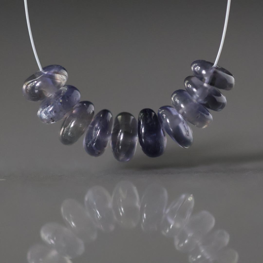 6mm Iolite Beads - Smooth Rondelle Natural Gemstone 10 Pcs