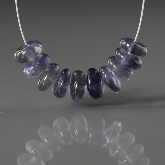 6mm Iolite Beads - Smooth Rondelle Natural Gemstone 10 Pcs